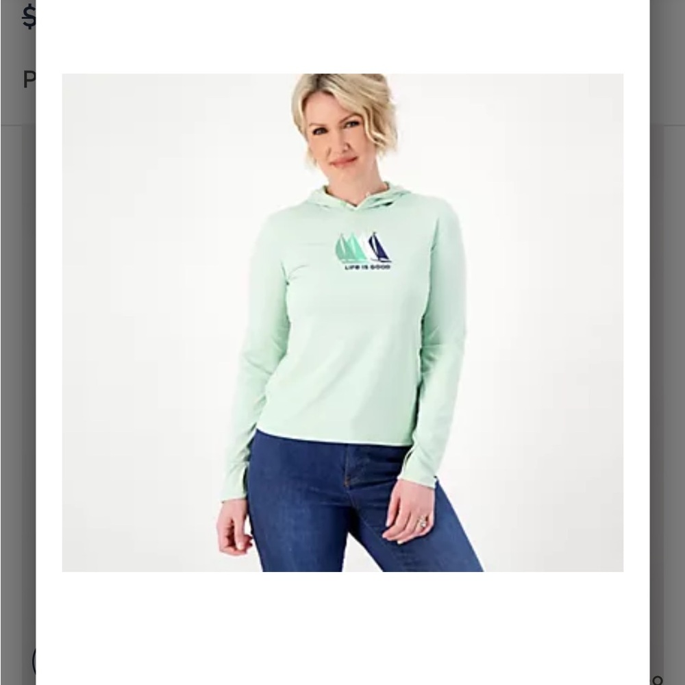 Life Is Good Green Long Sleeve Fitted Hoodie